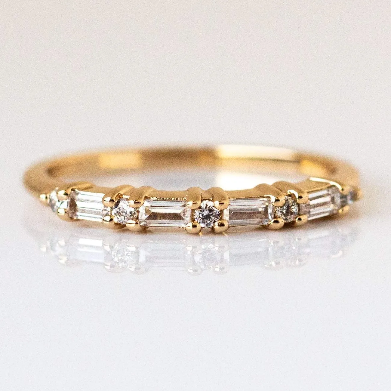 Multi Gem Baguette CZ Stacking Ring