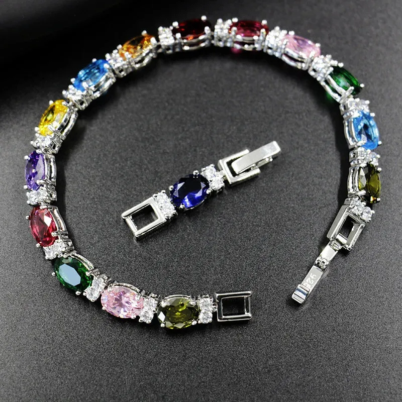 Multi Gemstones 925 Sterling Silver Bracelet