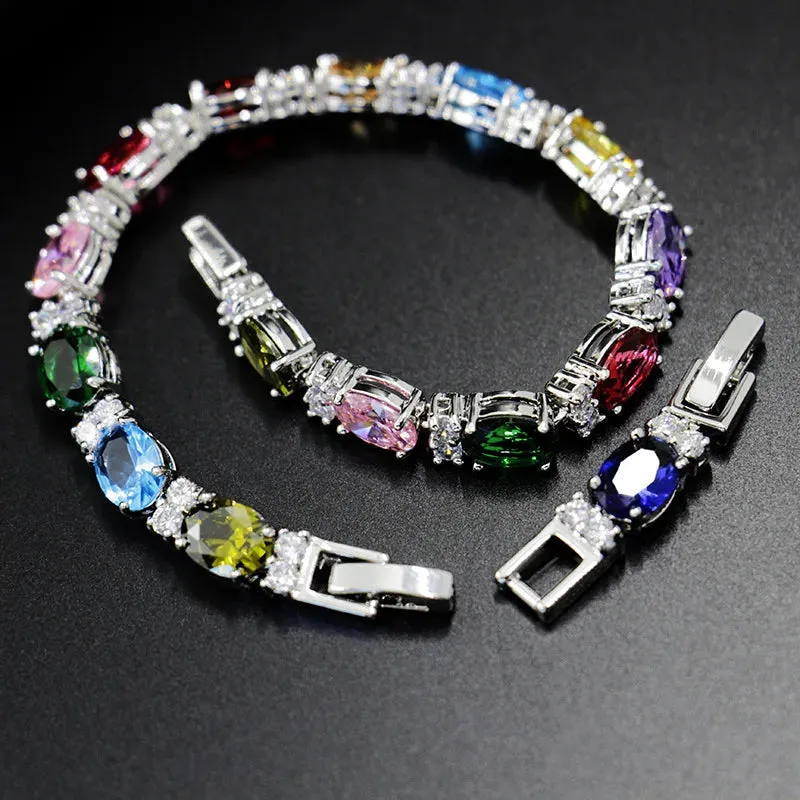 Multi Gemstones 925 Sterling Silver Bracelet