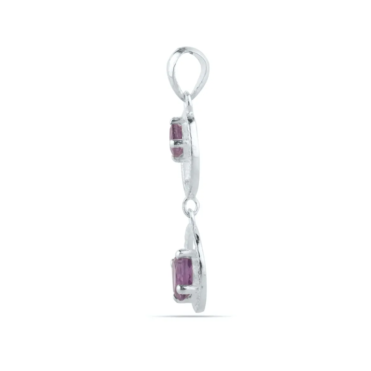 Natural Amethyst Sterling Silver Pendant Round Amethyst Pendant