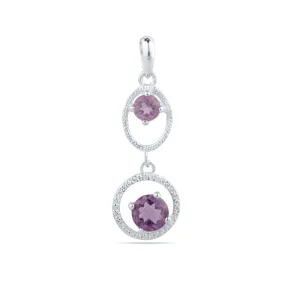 Natural Amethyst Sterling Silver Pendant Round Amethyst Pendant