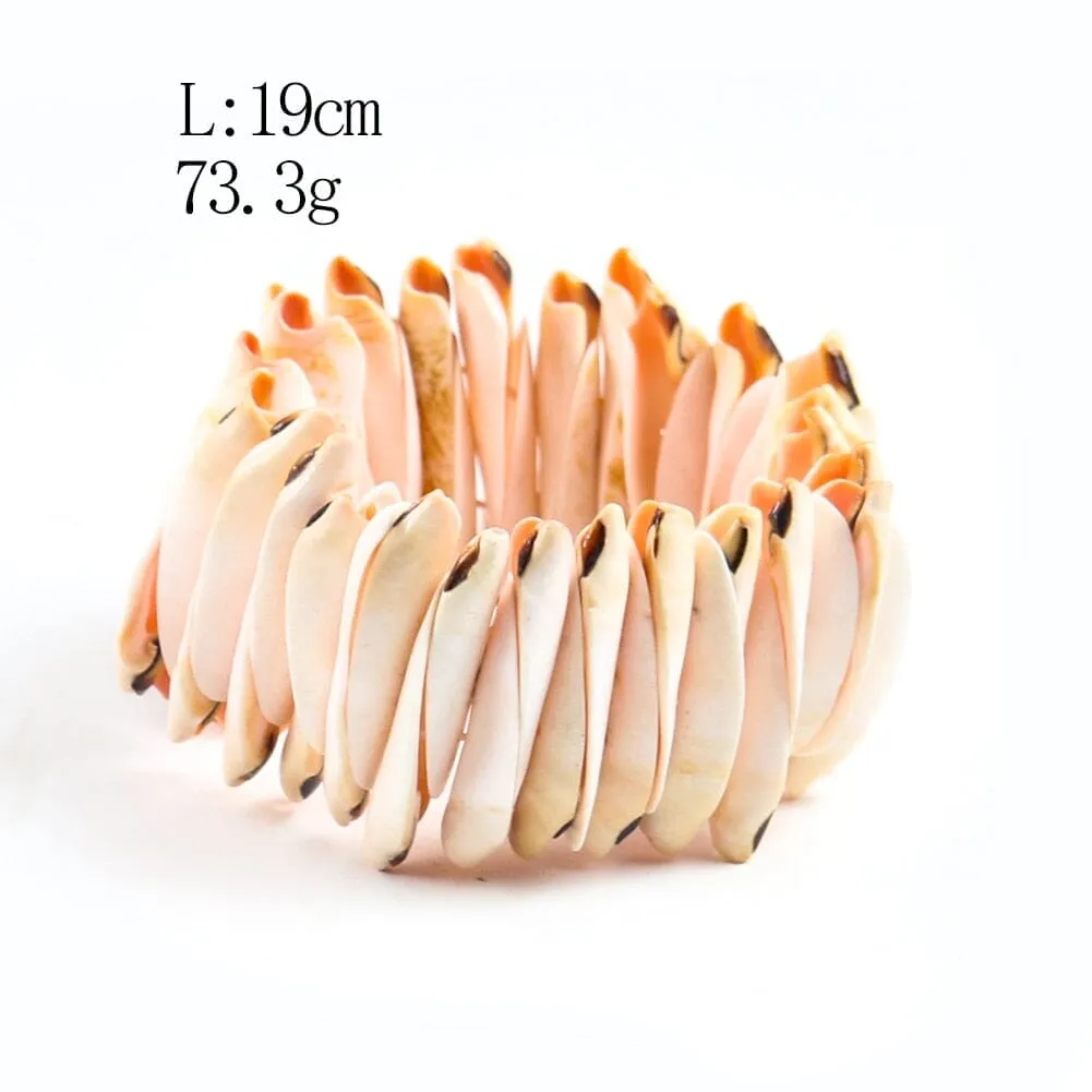 Natural Cowry Seashell Bangle Bracelet