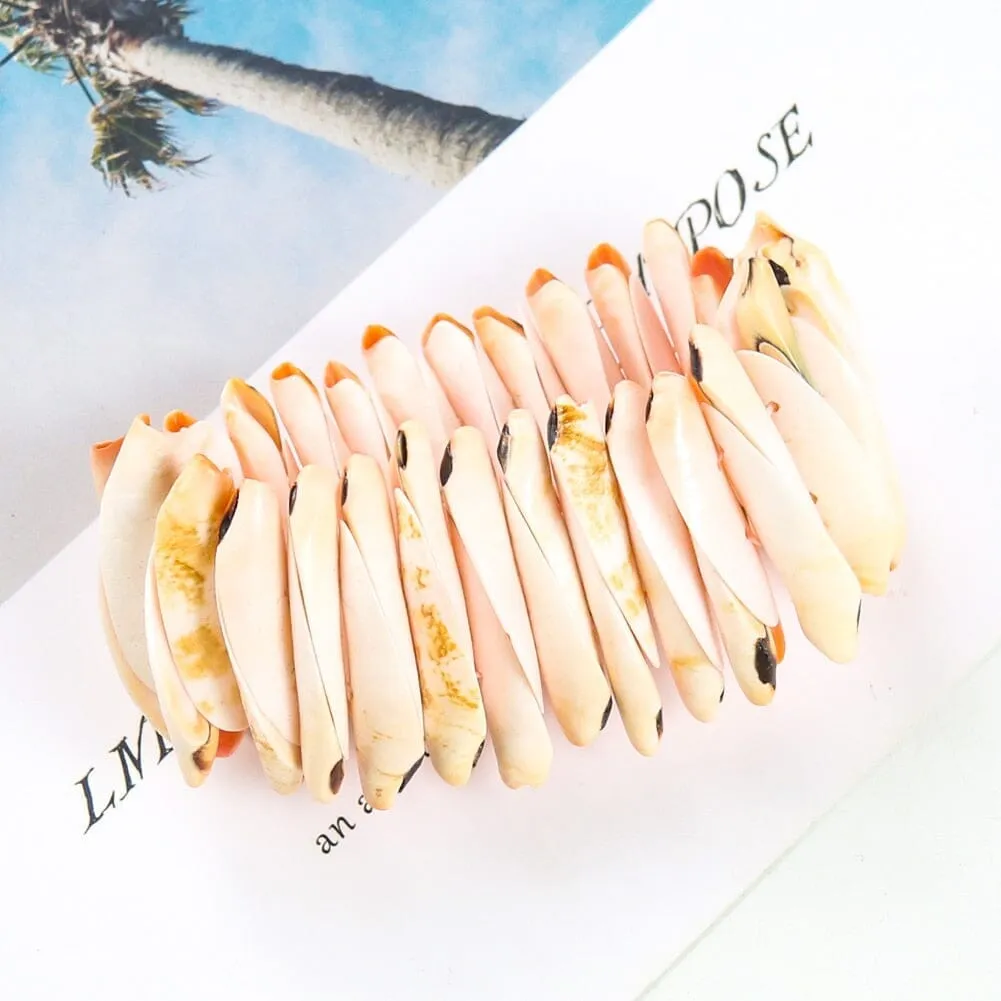 Natural Cowry Seashell Bangle Bracelet