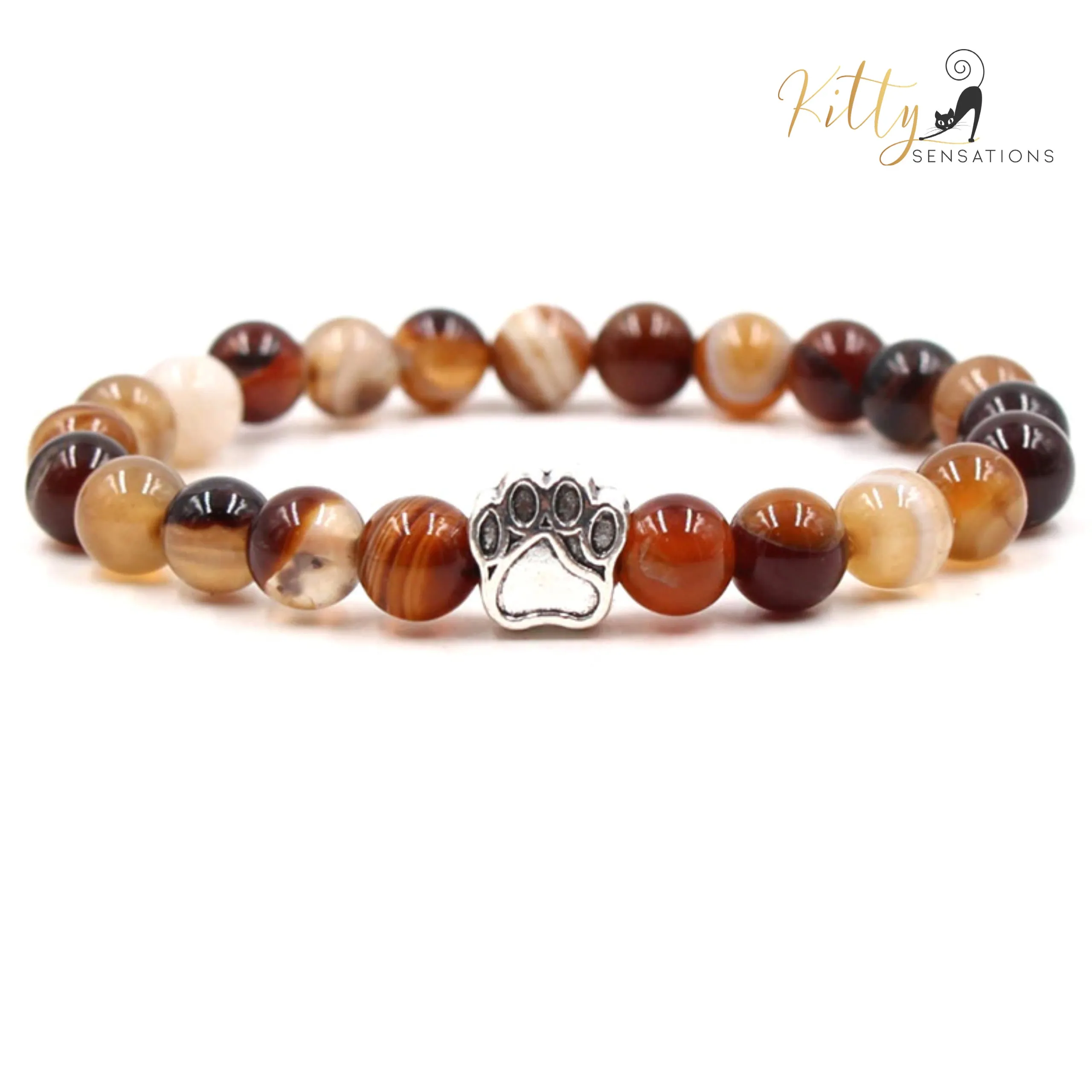 Natural Gemstones Kitty/Cat Paw Bracelet (7 Gemstone Options)