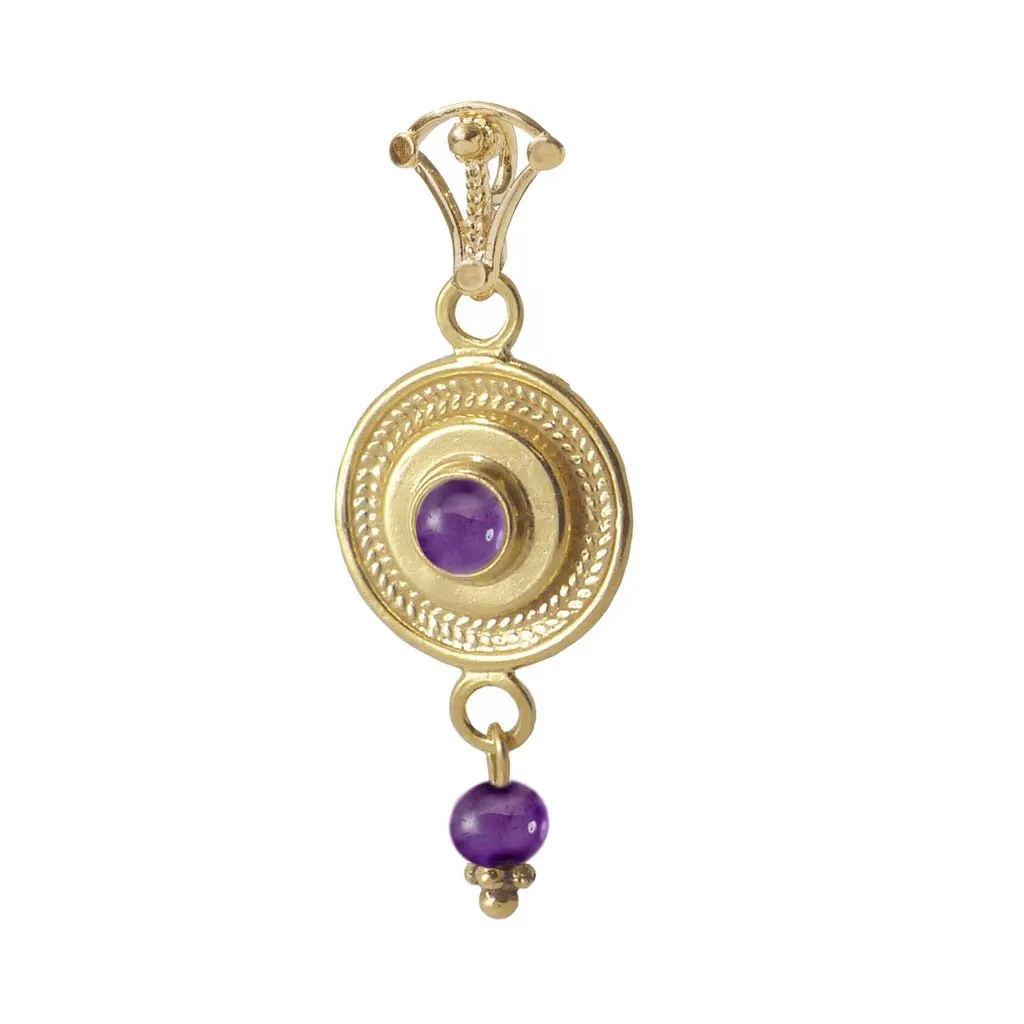 Necklace for woman. Designer sterling silver gold plated pendant set with gemstones