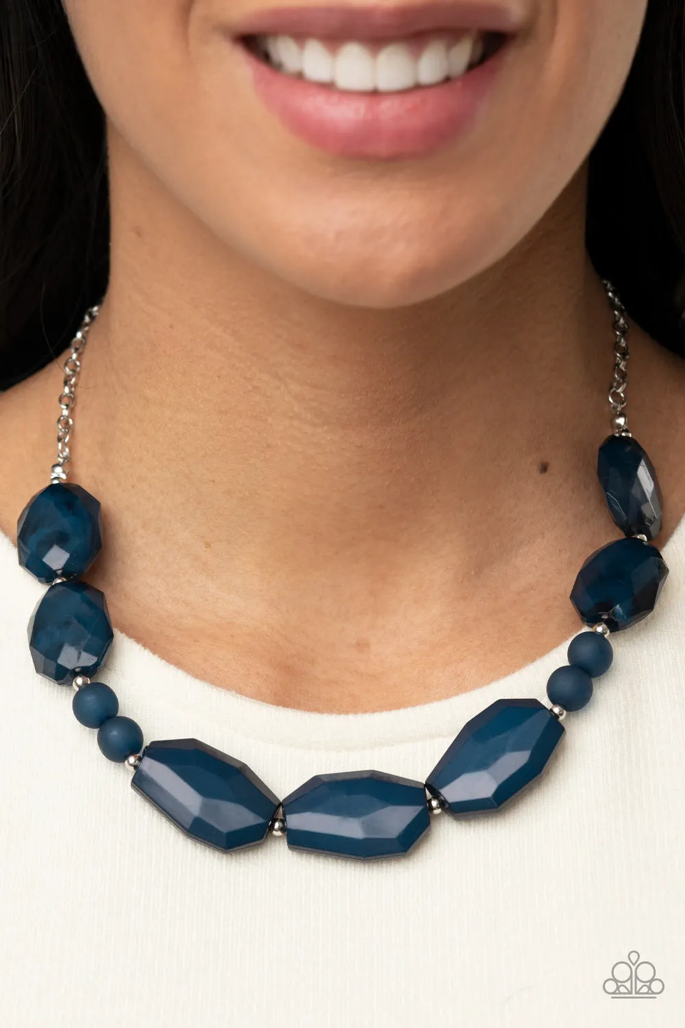 Paparazzi Melrose Melody Blue Opaque Gem Necklace