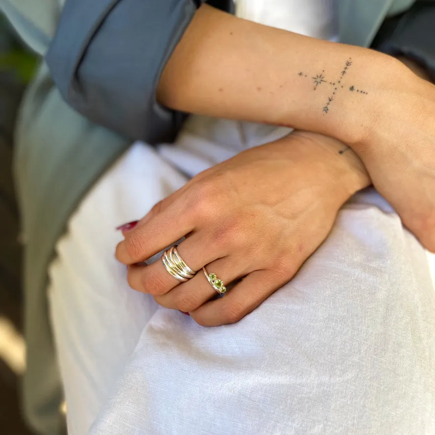 Peridot Three Gem Ring - Trinity