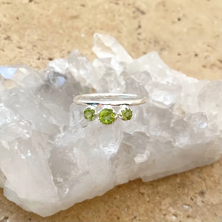 Peridot Three Gem Ring - Trinity