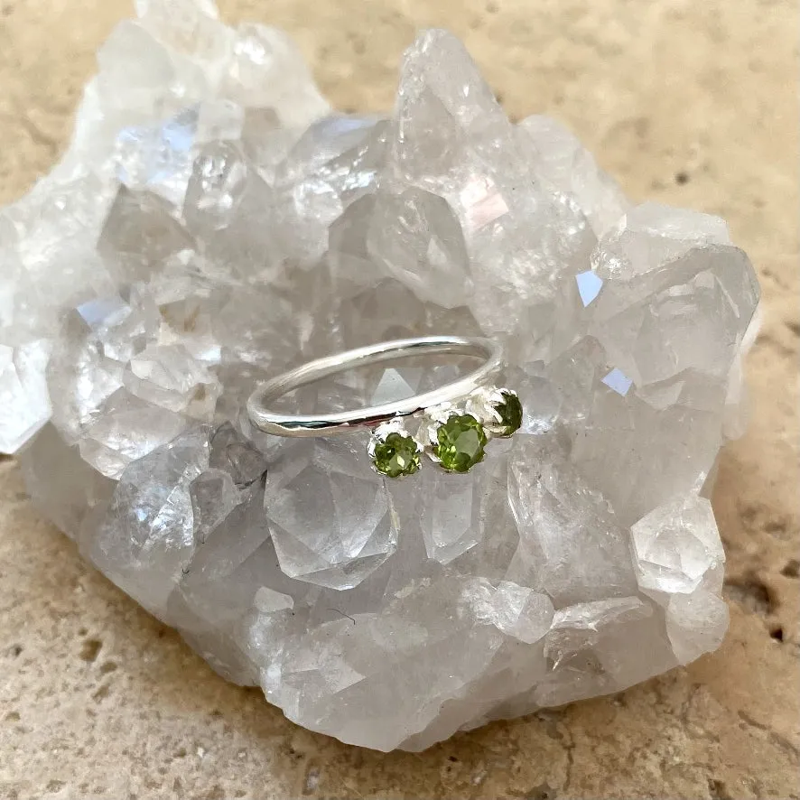 Peridot Three Gem Ring - Trinity