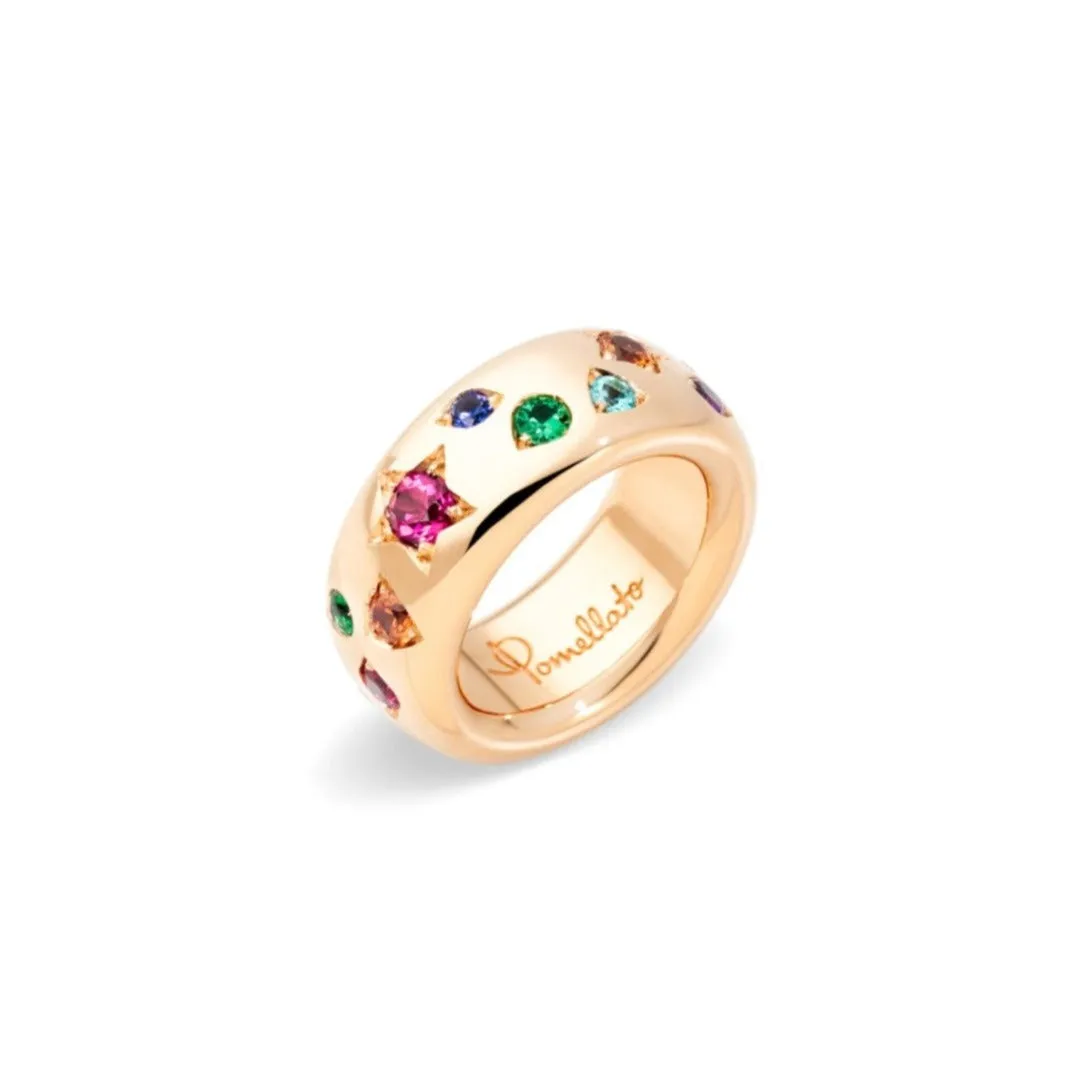 Pomellato - Classic Iconica - Band Ring with Color Gemstones, 18k Rose Gold