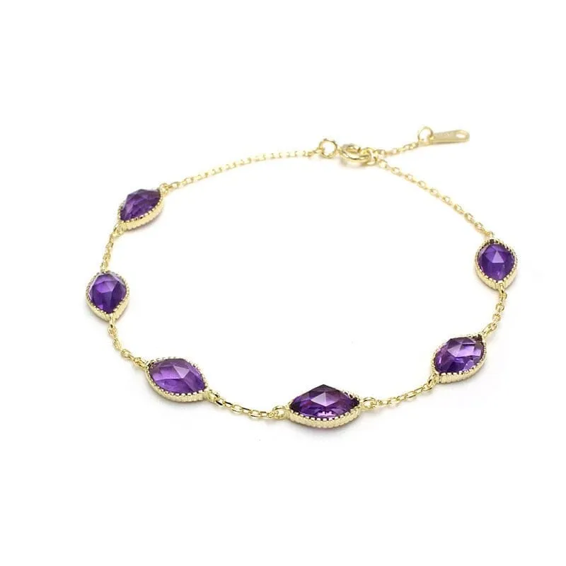 Pretty Natural Gemstones Bracelet - S925 Sterling Silver