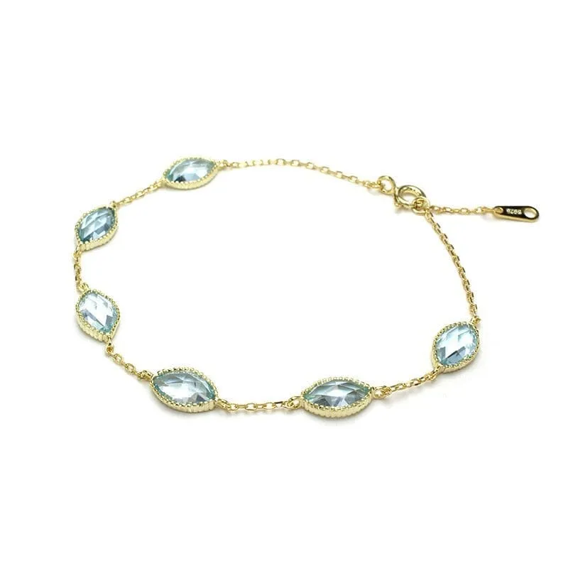 Pretty Natural Gemstones Bracelet - S925 Sterling Silver