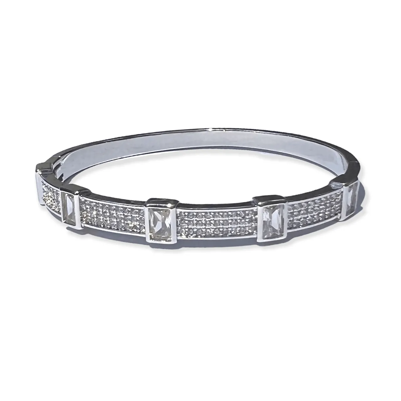 Princess Rectangle Diamond Bangle Bracelet