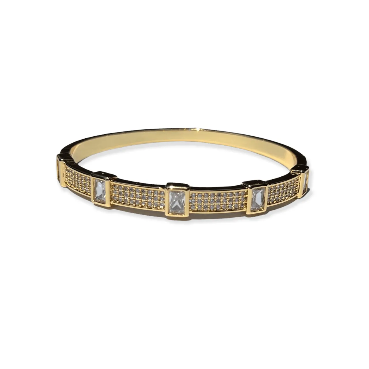 Princess Rectangle Diamond Bangle Bracelet