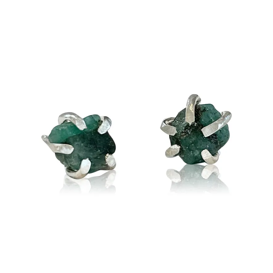 Raw-cut gem stud earrings