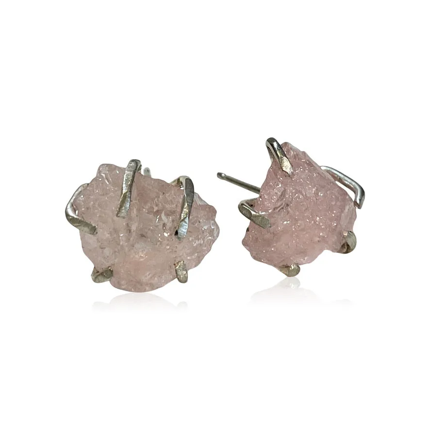 Raw-cut gem stud earrings