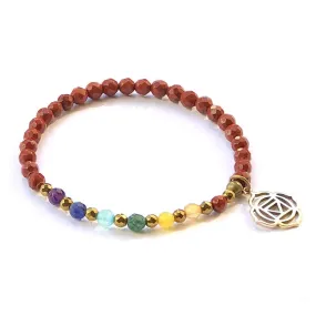 Root Chakra Delicate Bracelet, with Chakra Gemstones and Red Jasper