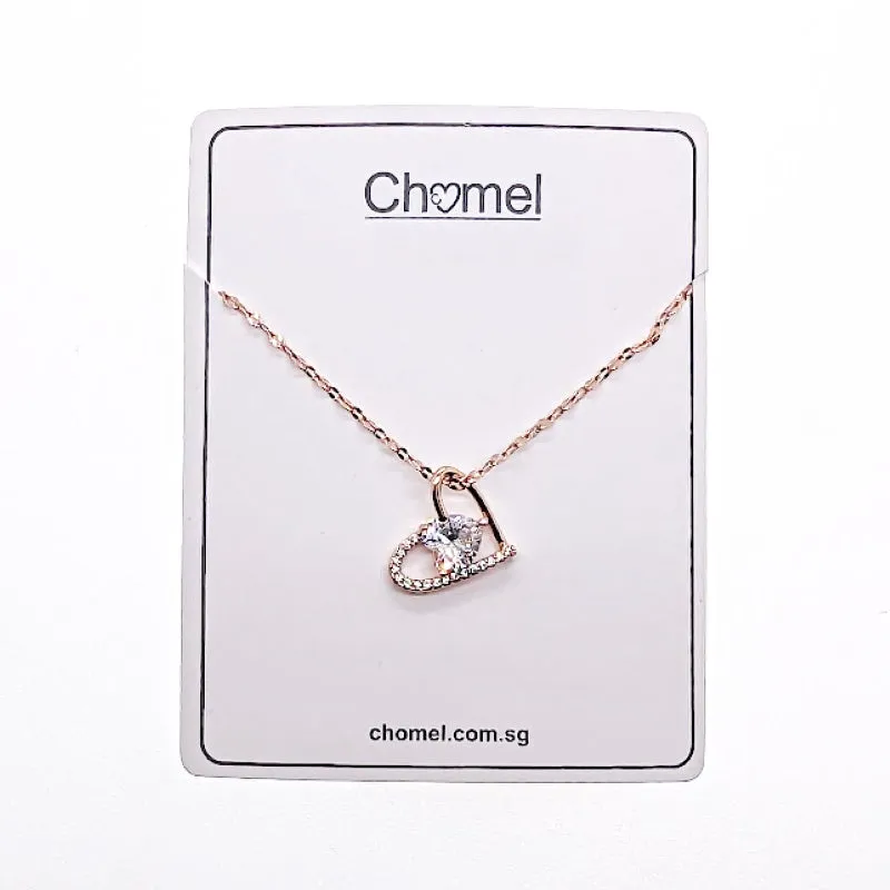 Rosegold Heart Cubic Zirconia Necklace