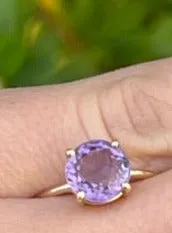 Round Amethyst Gem Candy Ring