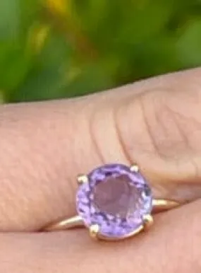 Round Amethyst Gem Candy Ring