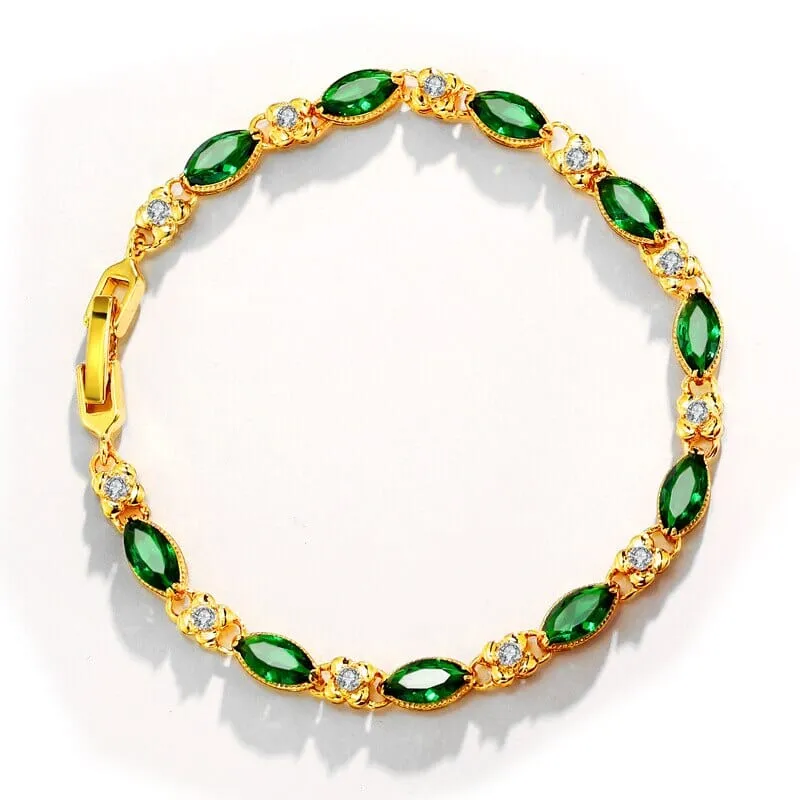 Ruby, Emerald, Diamond and Multicolor Gemstones Gold Plated Bracelets