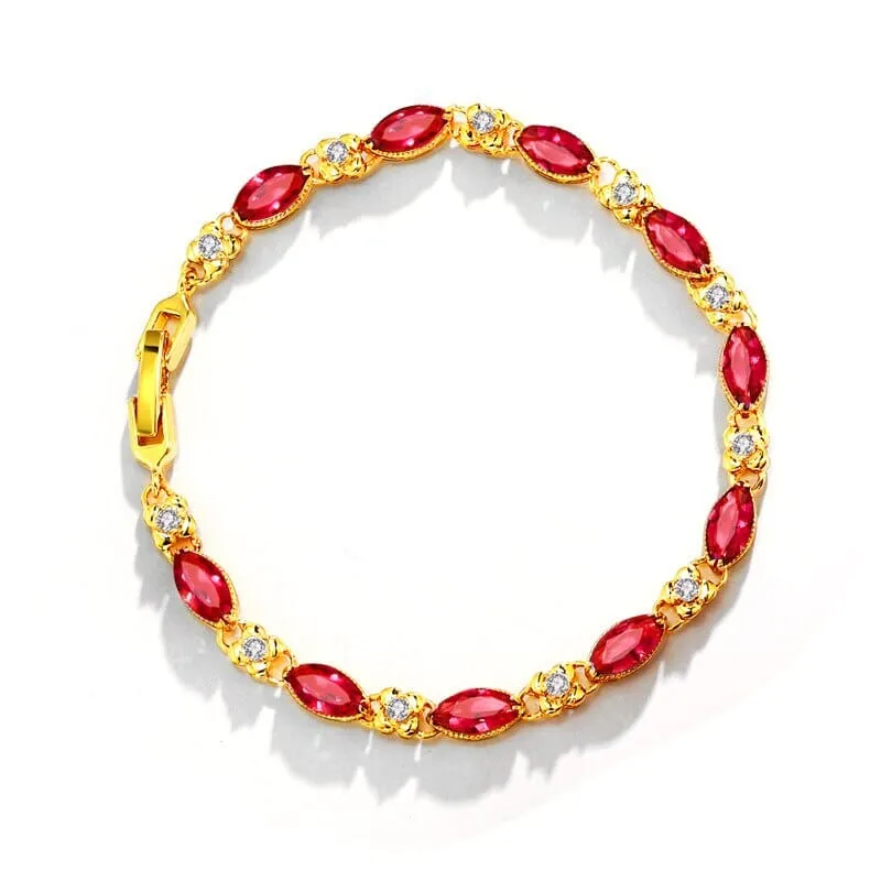 Ruby, Emerald, Diamond and Multicolor Gemstones Gold Plated Bracelets