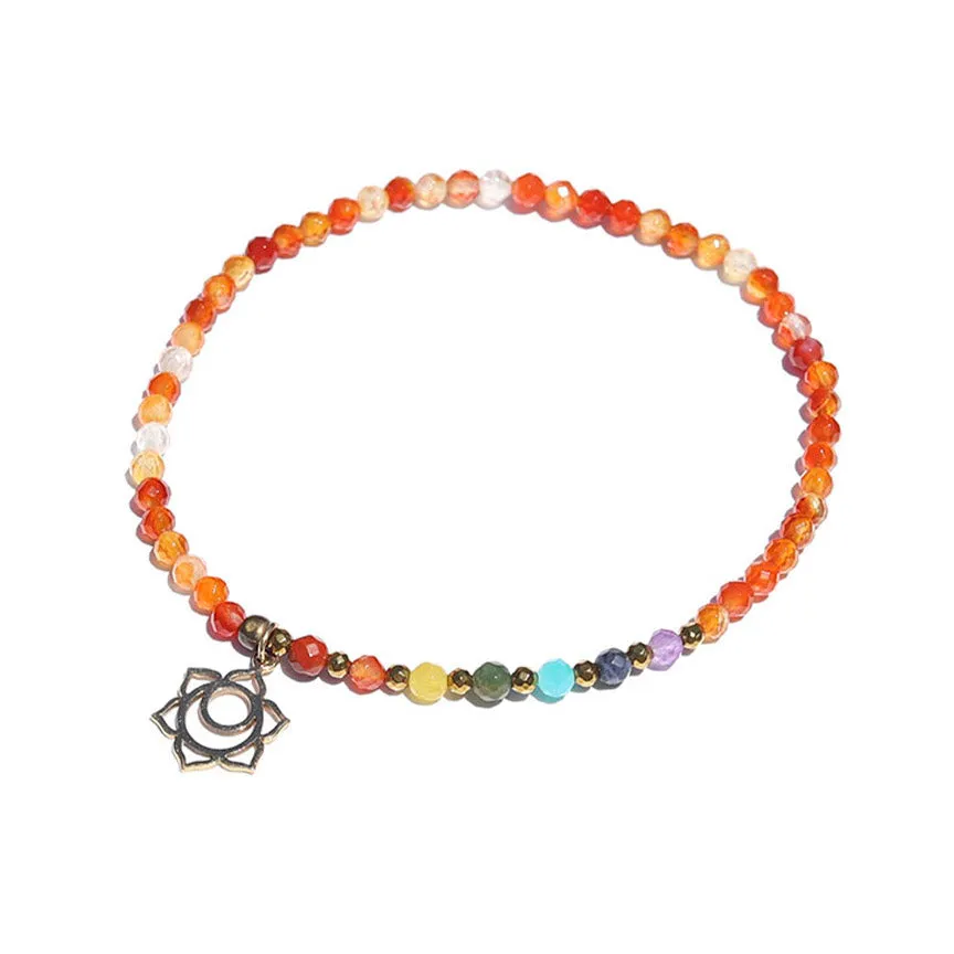 Sacral Chakra Anklet, Chakra Gemstones and Carnelian Anklet