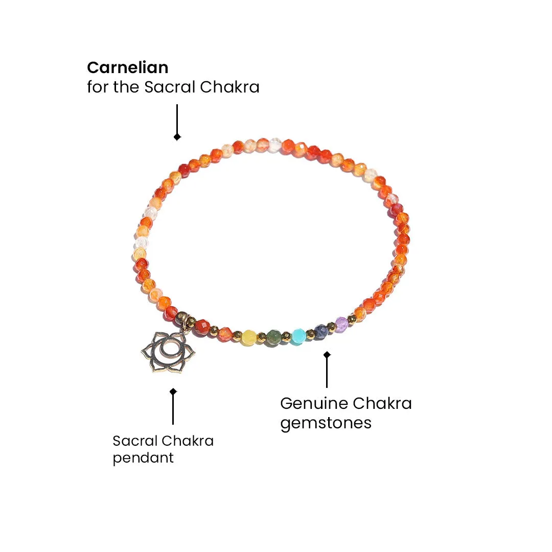 Sacral Chakra Anklet, Chakra Gemstones and Carnelian Anklet