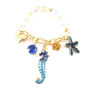 Seahorse Starfish Hearts Gemstones Jewels of the Sea Charm Bracelet | DOTOLY