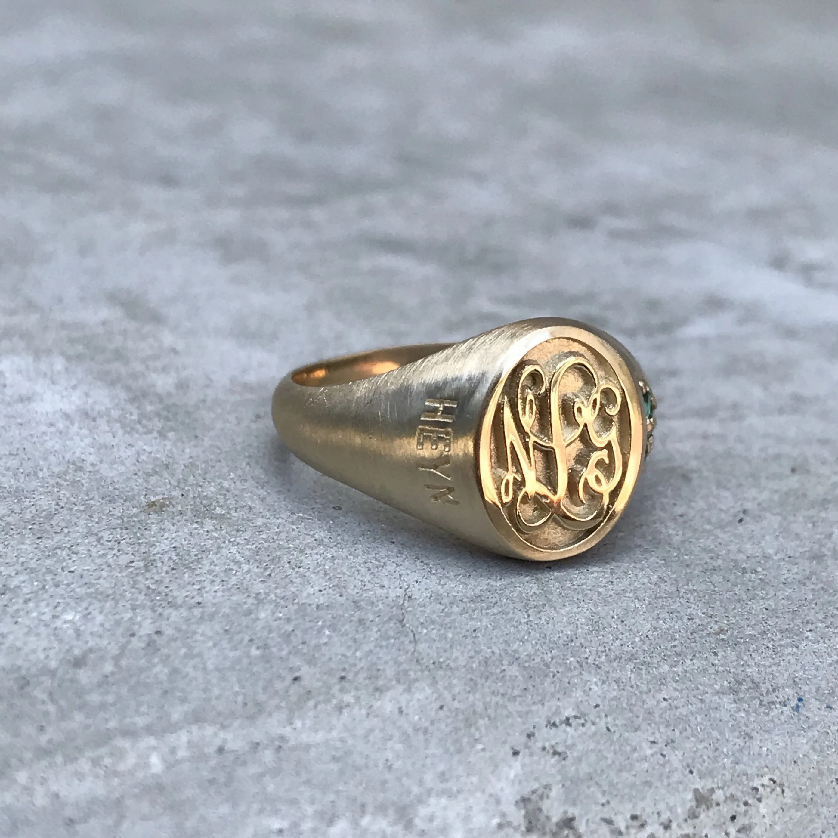 Signet Stones Monogram Ring with Gemstones