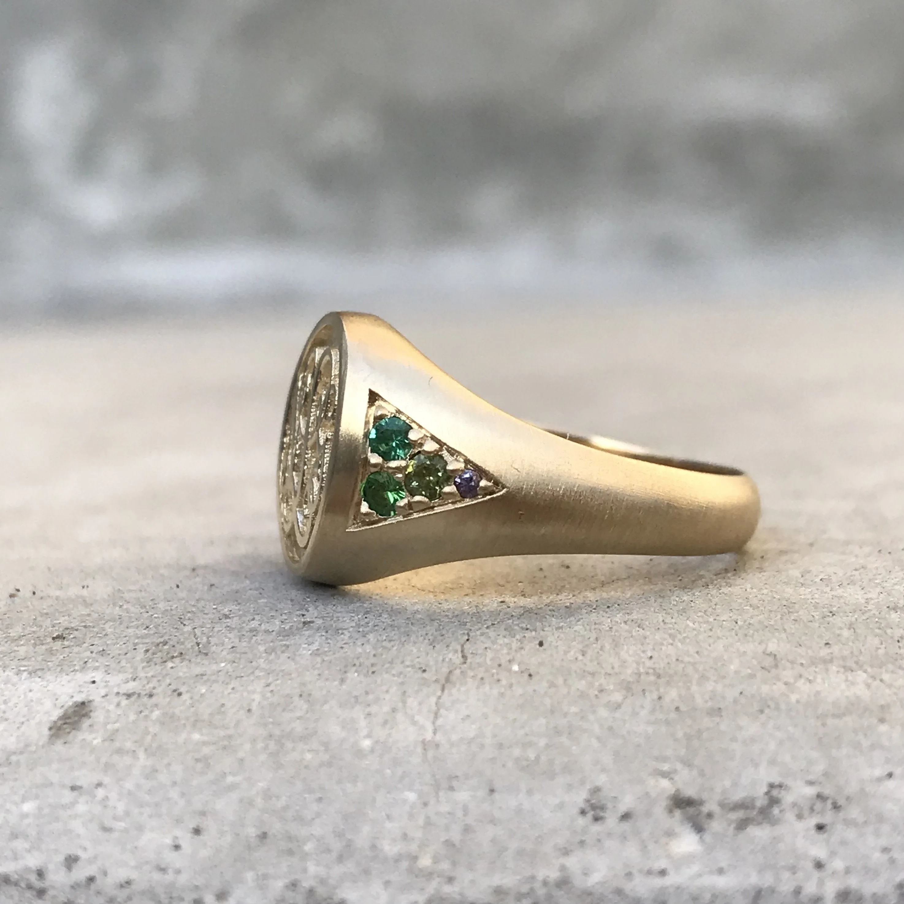 Signet Stones Monogram Ring with Gemstones