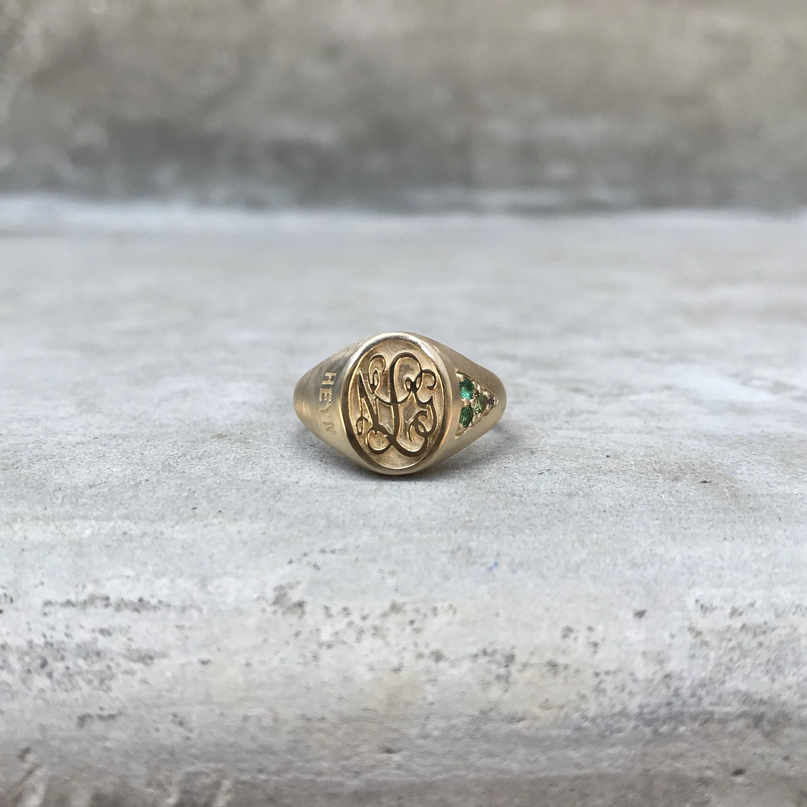 Signet Stones Monogram Ring with Gemstones