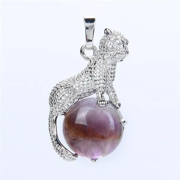 Silver Leopard Gem Pendant