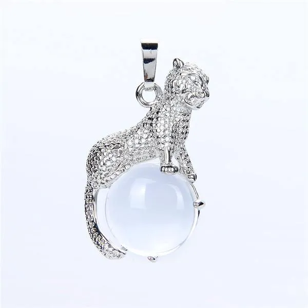 Silver Leopard Gem Pendant