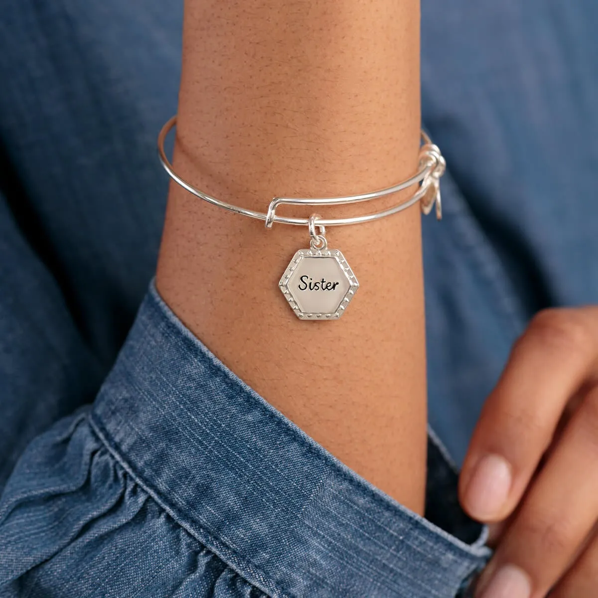 Sister, 'Woven Together' Charm Bangle