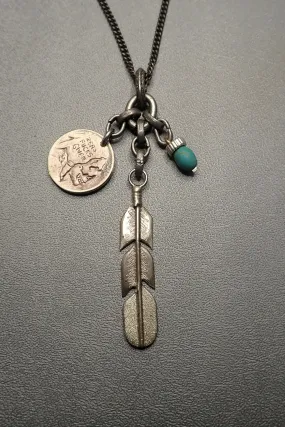 SKULL & FEATHER PENDANT