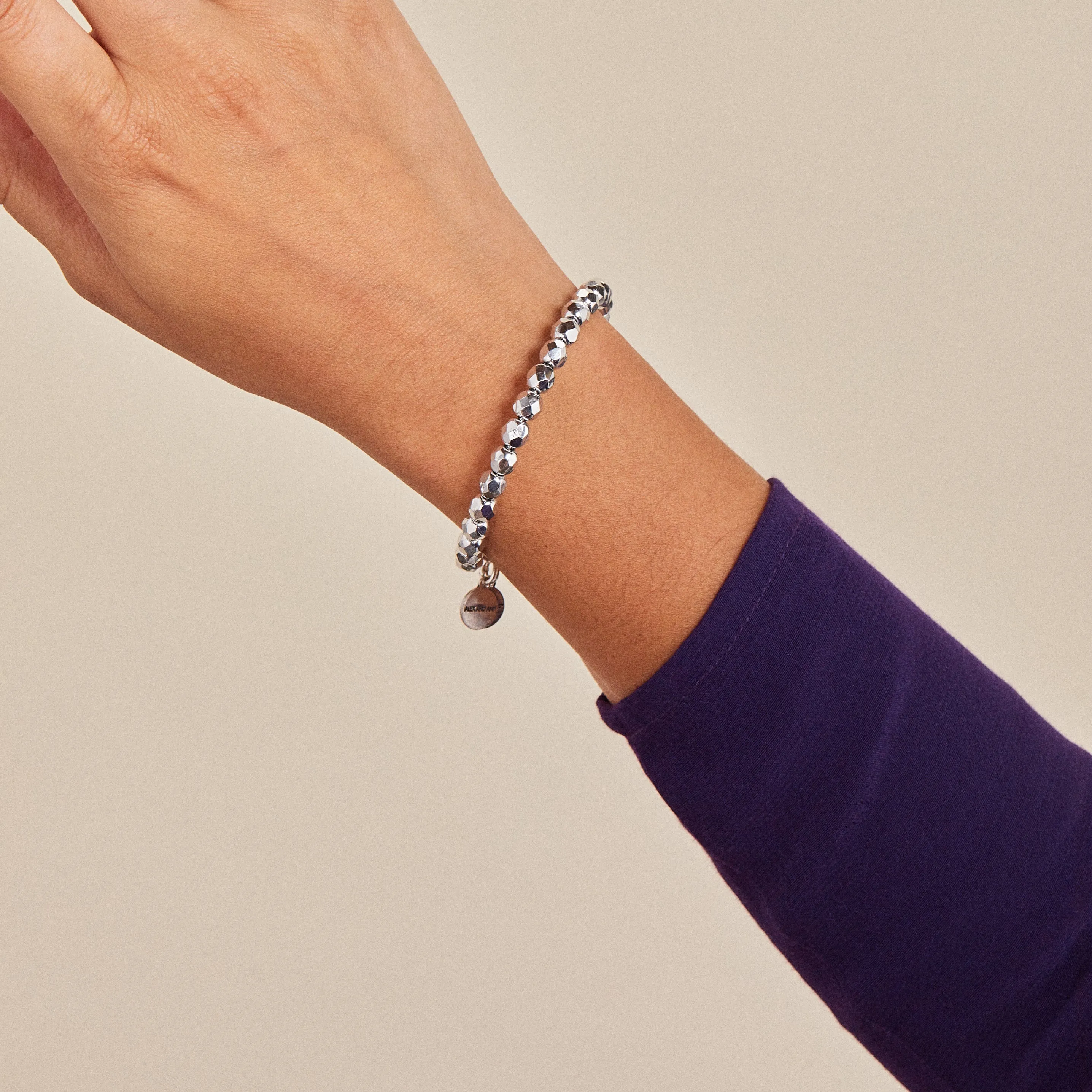 Solstice Beaded Bangle, Platinum