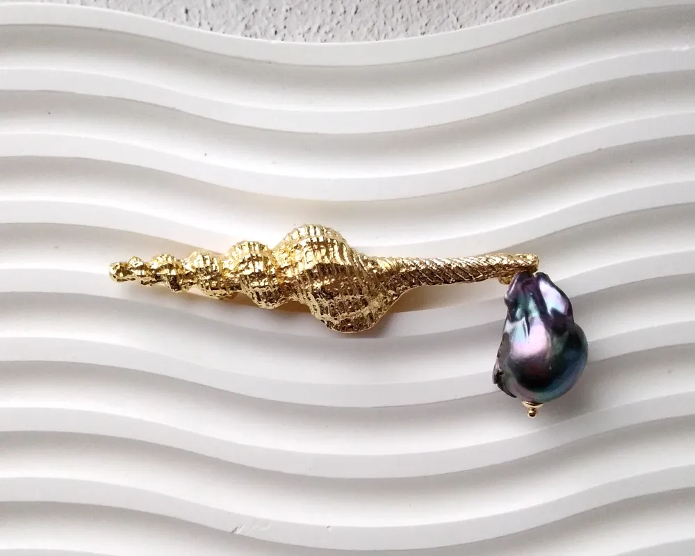 Spiral Shell Gem Brooch