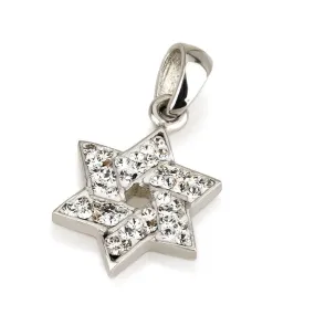 Star of David Pendant With White Gemstones   925 Silver Necklace 3#