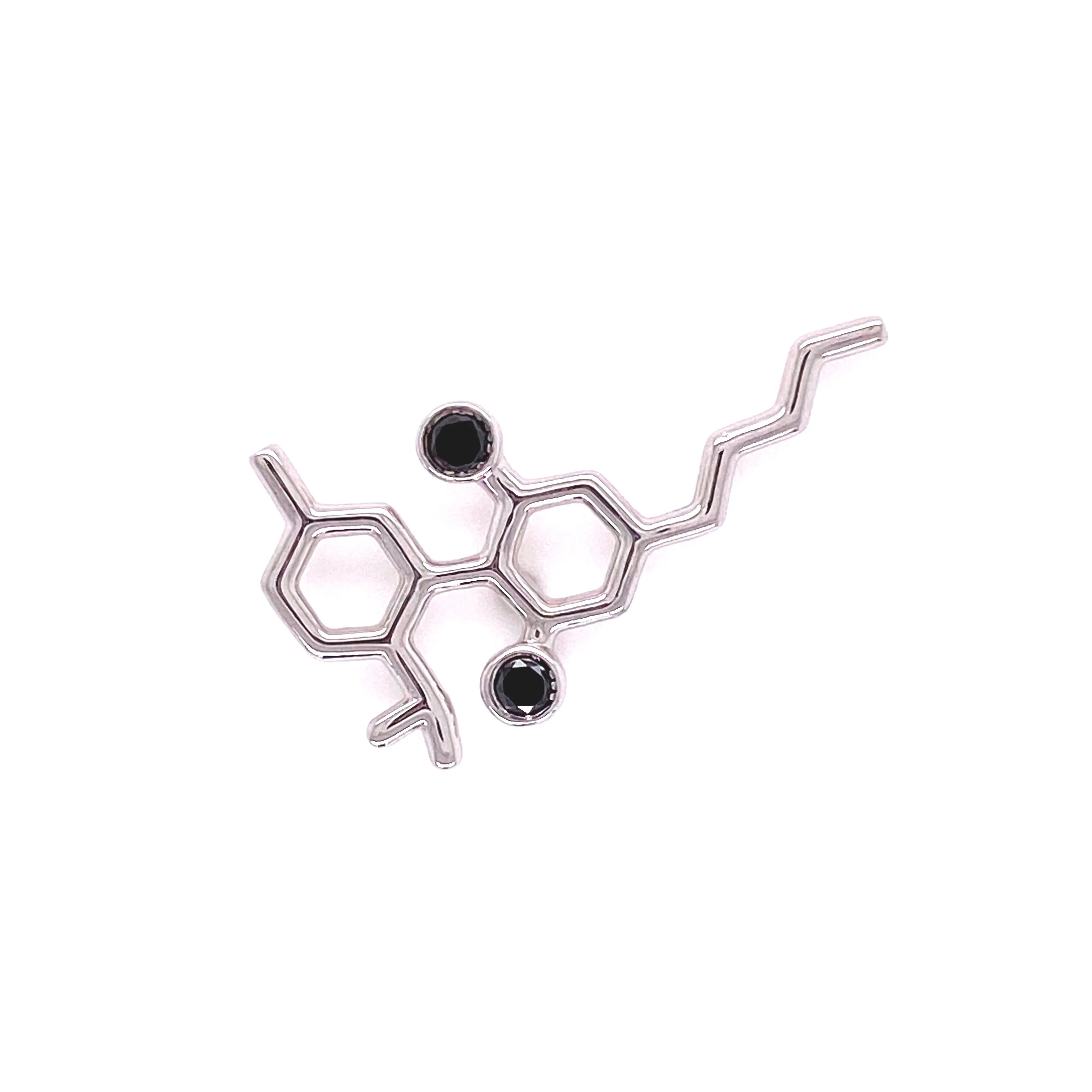 Sterling Silver Molecule Fashion/Lapel Pin Black Diamond Gemstones