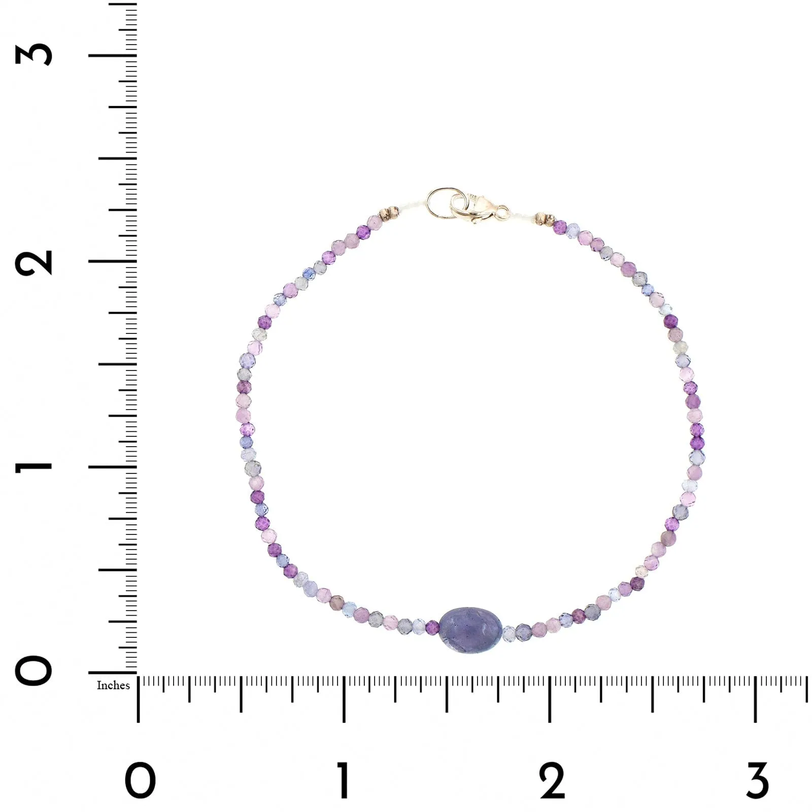 Sterling Silver Multi Gem and Tanzanite Beaded Bracelet