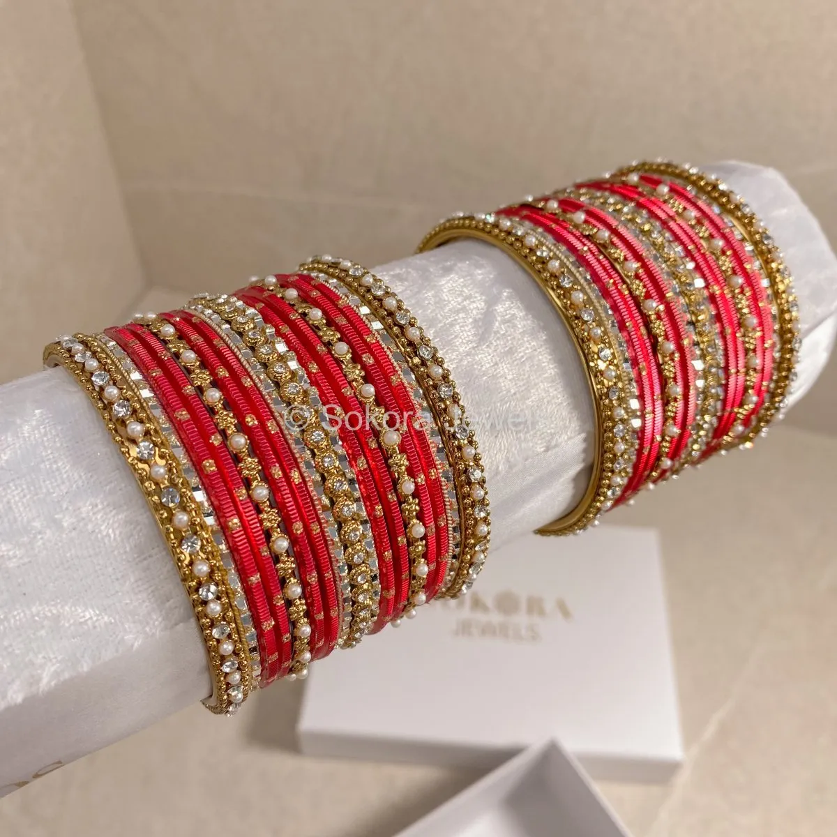 Strawberry Red Glitter Bangle set