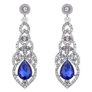 Teardrop Elegance Royal Blue Gem Statement Earrings