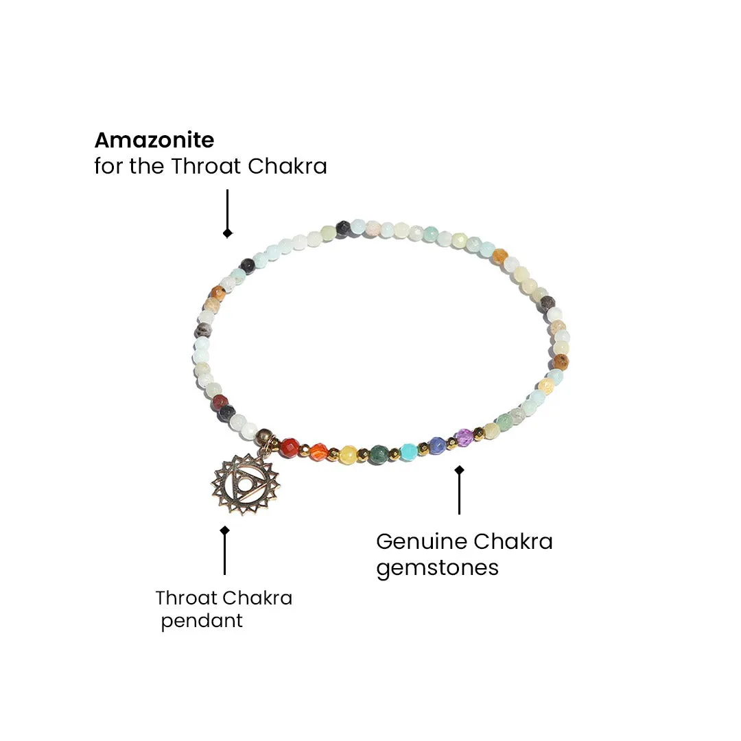 Throat Chakra Anklet, Chakra Gemstones and Amazonite Anklet