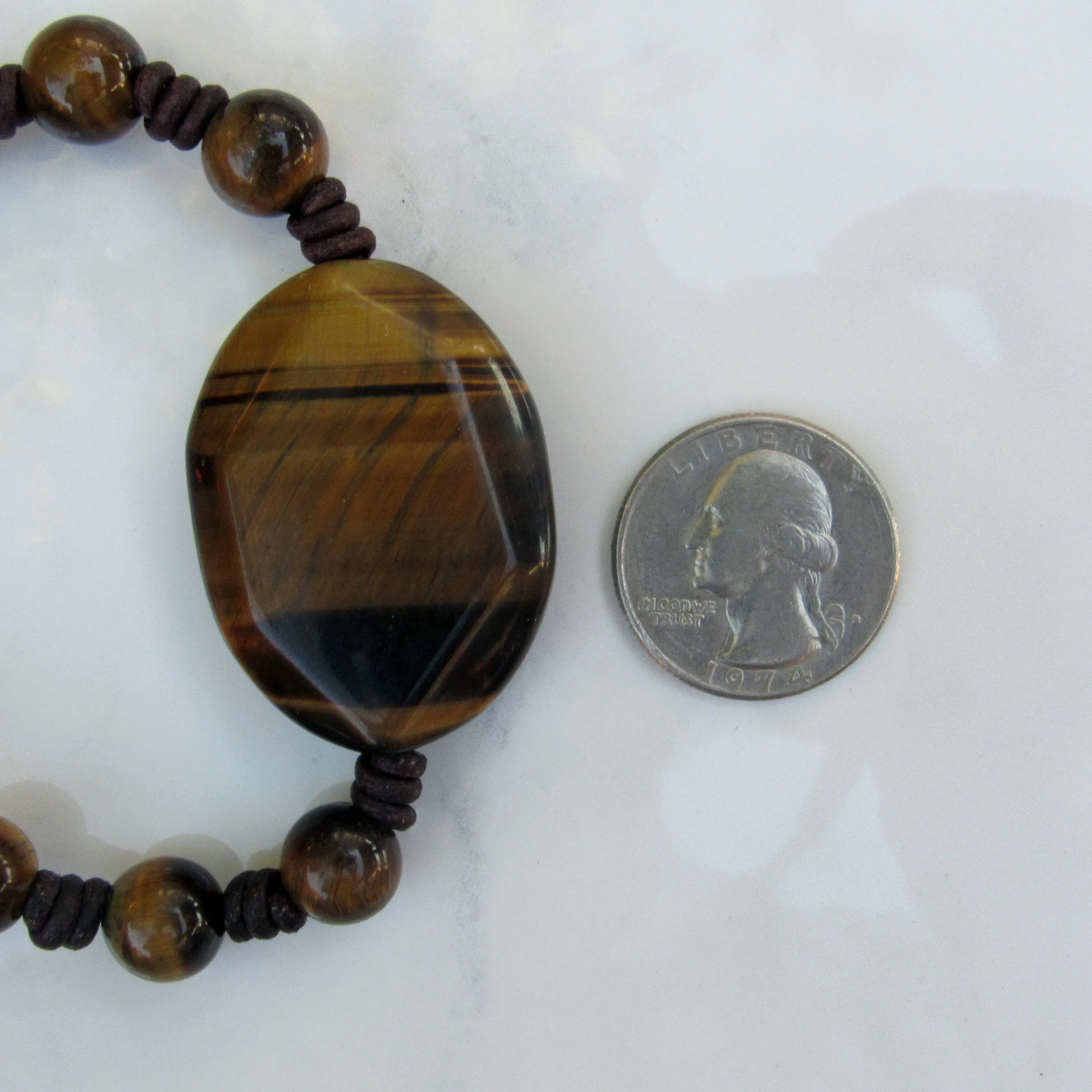 Tiger Eye gemstones and Leather Bracelet