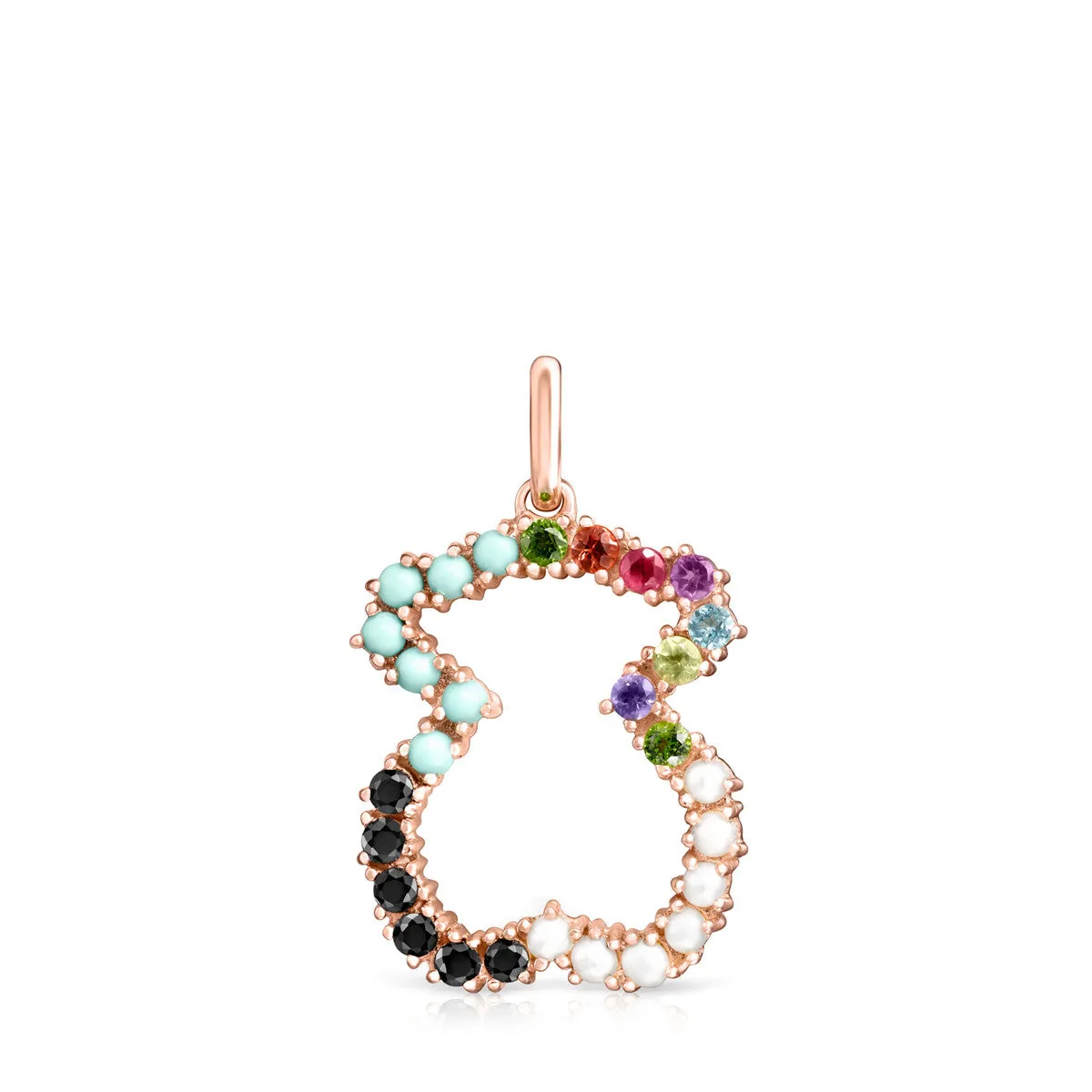 Tous Straight bear Pendant in Rose Gold Vermeil with Gemstones 912724520