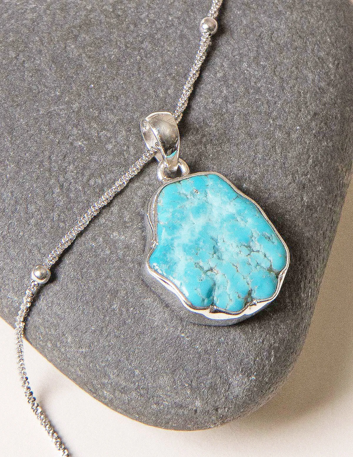 Turquoise Free Form Pendant - One Of A Kind