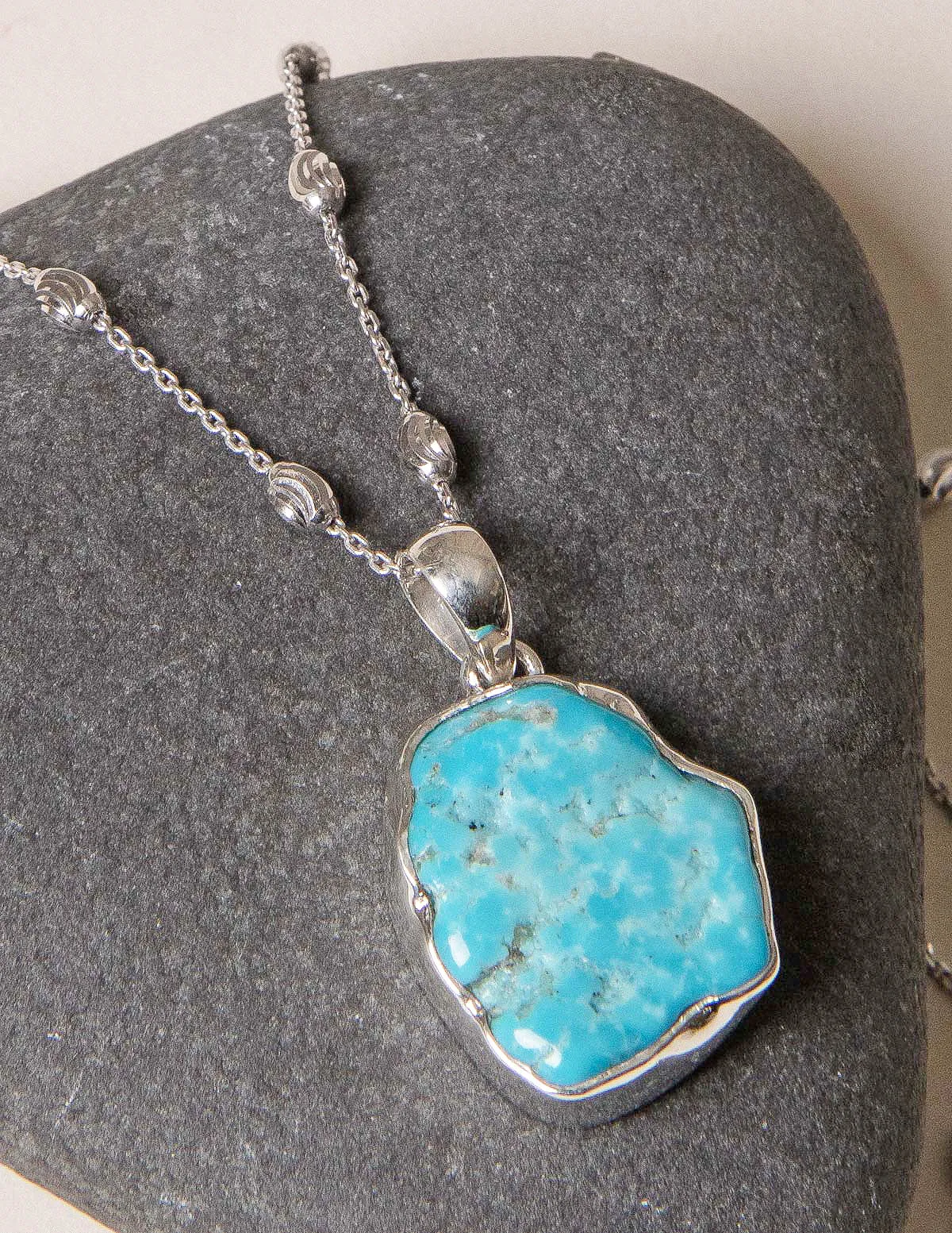 Turquoise Free Form Pendant - One Of A Kind