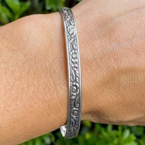 Vintage Silver Patterned Bangle Bracelet