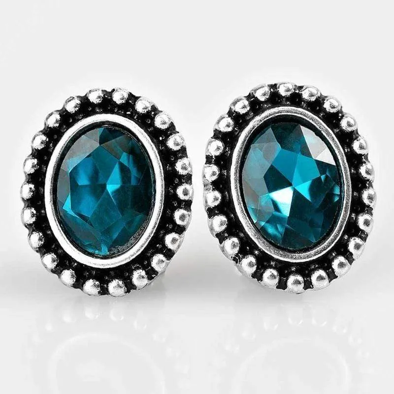 Viva La Glam Blue Gem Dainty Post Earrings